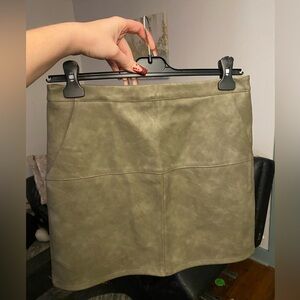 Leather mini skirt army green size large